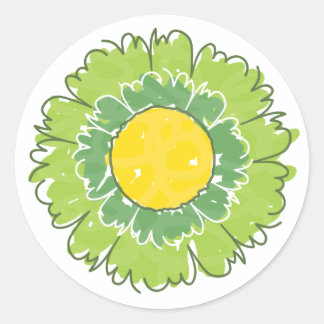 Redonda Hermoso Pegatina Blossom - Verde