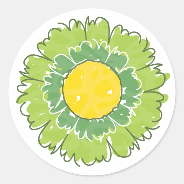 Redonda Hermoso Pegatina Blossom - Verde (Anverso)