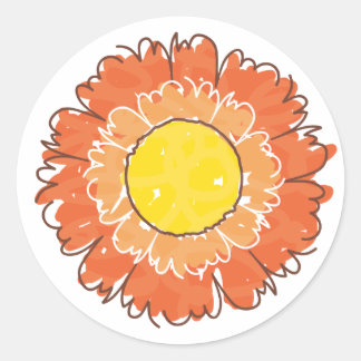 Redonda Hermoso Pegatina de Blossom - Naranja