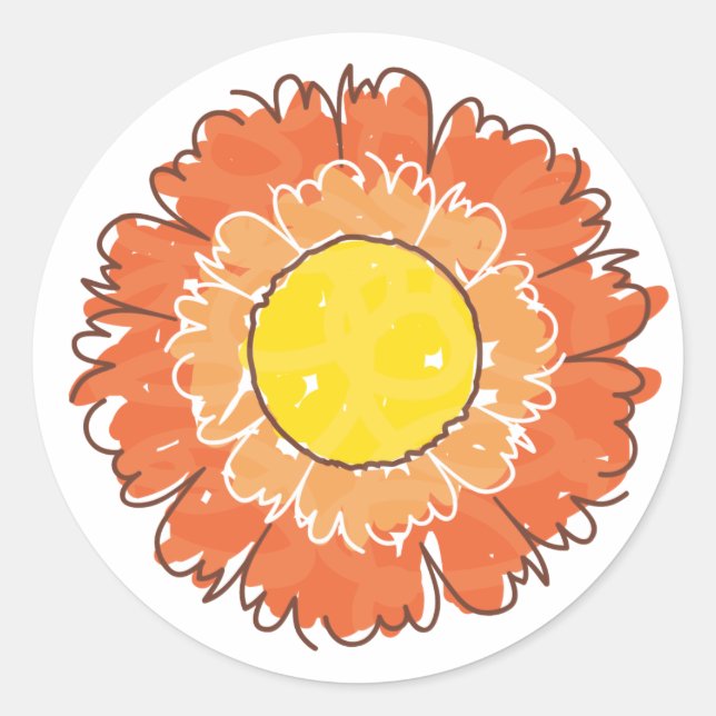 Redonda Hermoso Pegatina de Blossom - Naranja (Anverso)