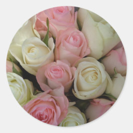 Redonda Hermoso Pegatina de flores de rosas blancas rosas