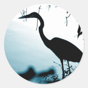Redonda Heron Silhouette Pegatina