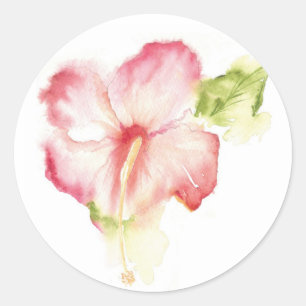 Redonda Hibiscus Watercolor Pegatina