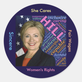 Redonda Hillary Clinton, Pegatina de Bandera y Palabras Ca