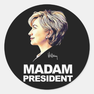Redonda Hillary Clinton Pegatina "Señora Presidenta"