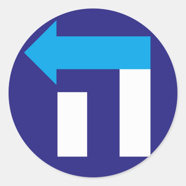 Redonda Hillary Hey pegatina Hebreo Azul/Blanco (Anverso)