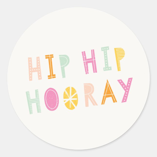 Redonda Hip Hip Hooray Pegatina - Naranja (Anverso)