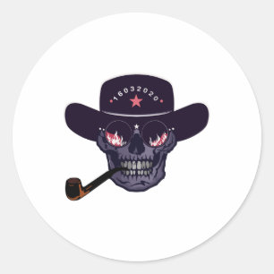 Redonda Hipster Skull Skupe Fancy Pegatina