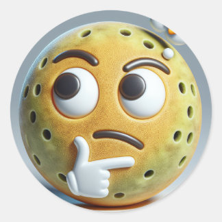 Redonda Hmm…– Pegatina de Emoji de Pickleball Pensativo