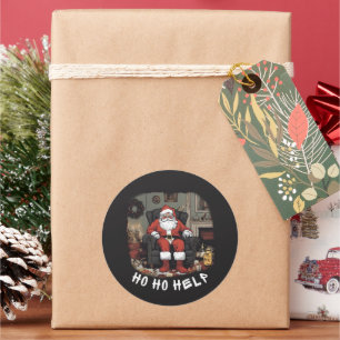 Redonda HO HO HELP HOARDER SANTA pegatina