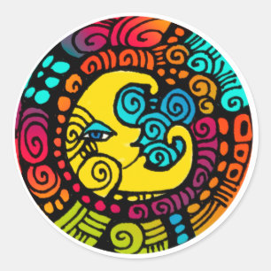 Redonda Hoja caprichosa del pegatina del La Luna/de la
