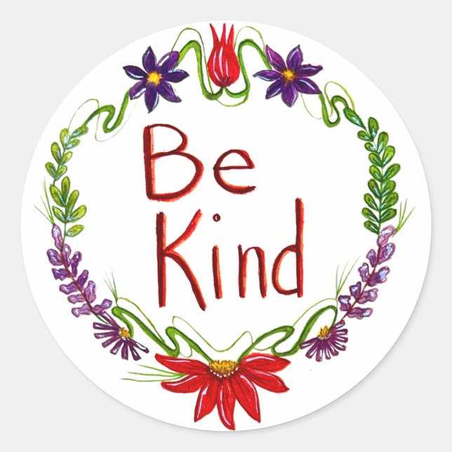Redonda Hoja de Pegatina Be Kind (Anverso)
