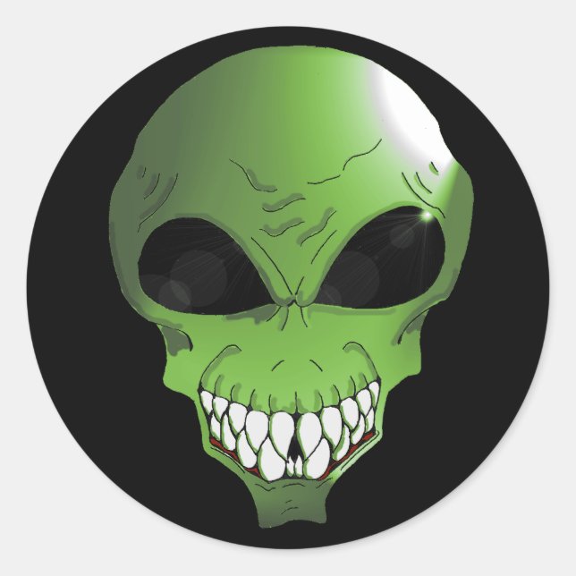 Redonda Hoja de Pegatina de Alien Verde (Anverso)