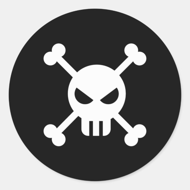 Redonda Hoja de Pegatina de cráneo y cruz (Anverso)