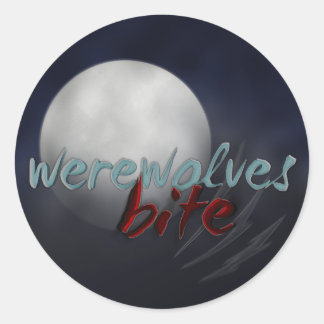 Redonda Hoja de pegatina de "Werewolves Bite"
