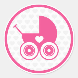 Redonda Hoja de Pegatina del icono del Pram Baby Pink