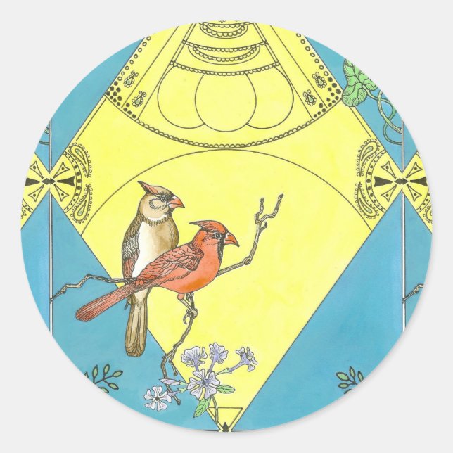 Redonda Hoja Pegatina cardinal (Anverso)