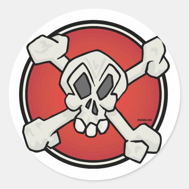 Redonda Hoja Pegatina de huesos y calaveras (Anverso)