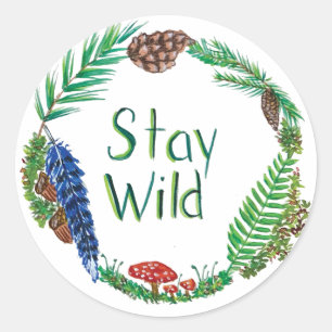 Redonda Hoja Pegatina de Stay Wild