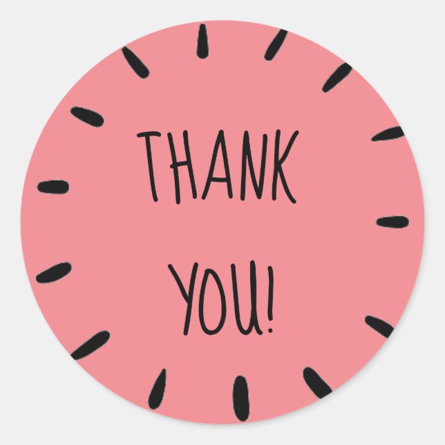 Redonda Hoja Pegatina "Gracias" rosa claro (Anverso)