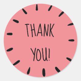 Redonda Hoja Pegatina "Gracias" rosa claro