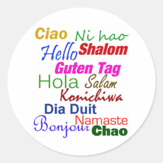 Redonda Hola En Muchos Idiomas Pegatina