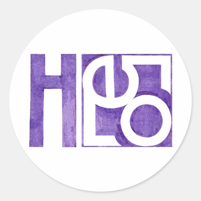 Redonda Hola Pegatina púrpura (Anverso)