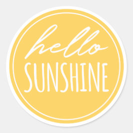 Redonda Hola Sunshine Modern Sunny Pegatina Amarillo