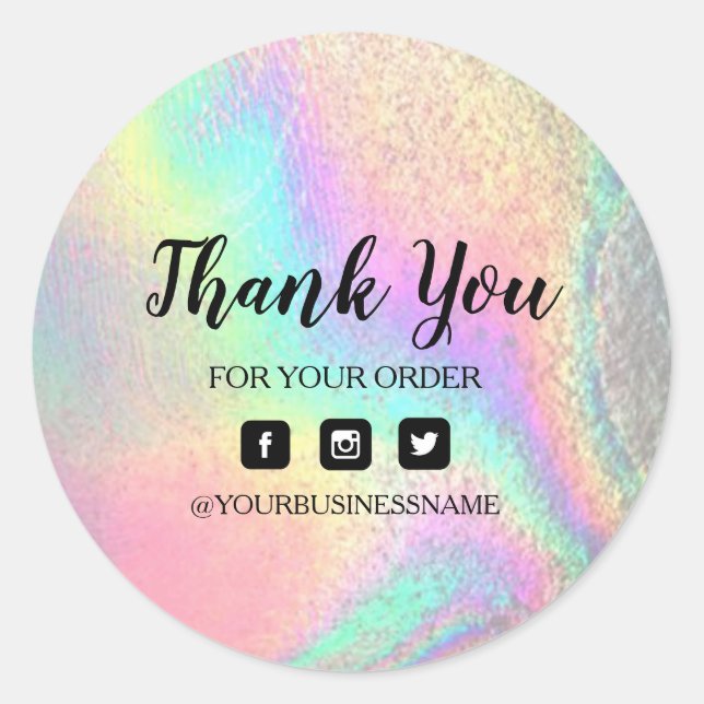 Redonda Holografía Pegatina Unicornio . Elegancia y armoní (Anverso)