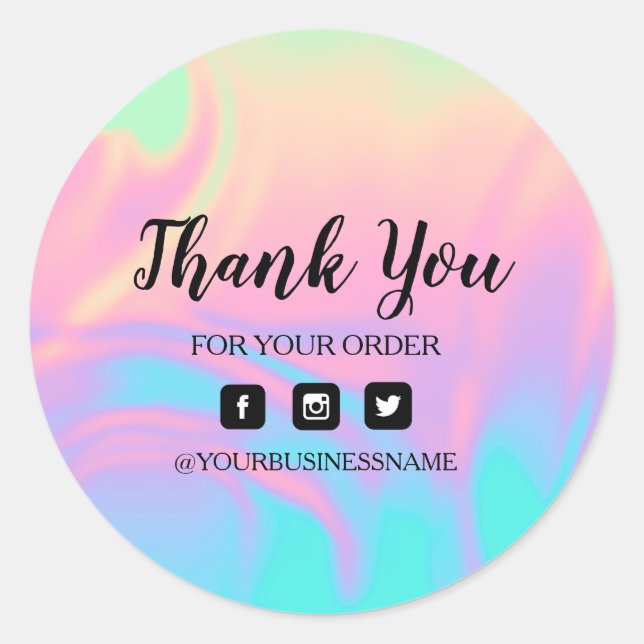 Redonda Holografía Pegatina Unicornio . Elegancia y armoní (Anverso)