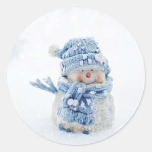 Redonda Hombre de nieve con Pegatina redondo clásico gorra