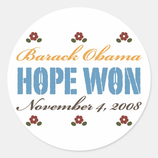 Redonda Hope Won Obama Pegatina (Anverso)