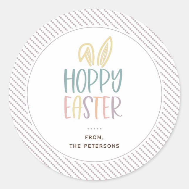 Redonda Hoppy Easter Bunny Ears Classic Round Pegatina (Anverso)