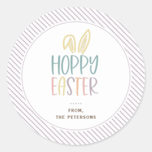Redonda Hoppy Easter Bunny Ears Classic Round Pegatina