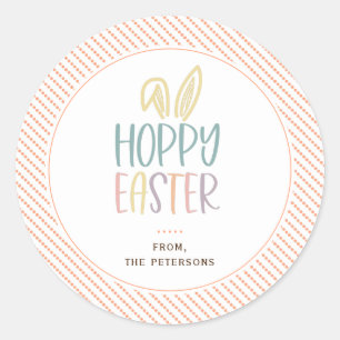 Redonda Hoppy Easter Bunny Ears Classic Round Pegatina