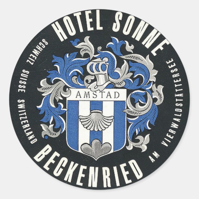 Redonda Hotel Sonne Beckenried - Pegatina de viajes suizo (Anverso)