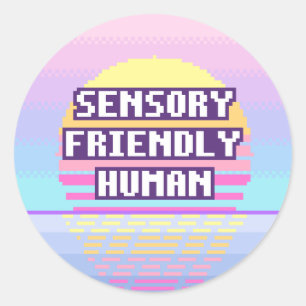 Redonda Humano Amigable con los Sentidos Pegatina Neurodiv