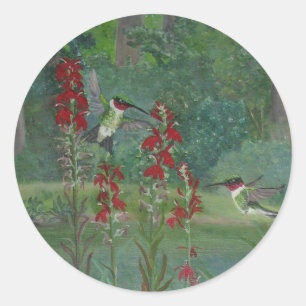 Redonda Hummingbirds por el Pegatina del estanque