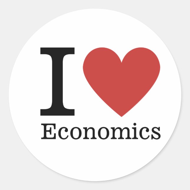 Redonda I ❤️ Love Economics PERSONALIZABLE Pegatina (Anverso)