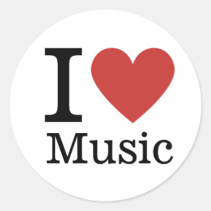 Redonda I ❤️ Love Music PEGATINA