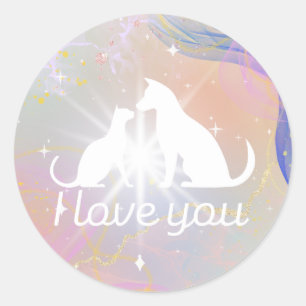 Redonda "I love you" Cat Duo Pegatina