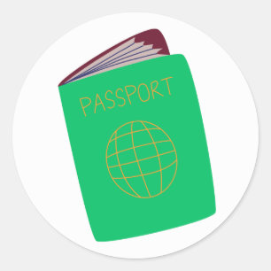 Redonda Ilustración de Pegatina de Pasaporte de Viaje Mini