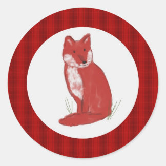 Redonda Ilustracion del Fox rojo con el pegatina del marco
