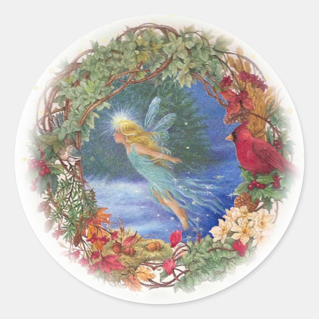 Redonda Ilustración mágica pegatina de Navidad de producto (Anverso)