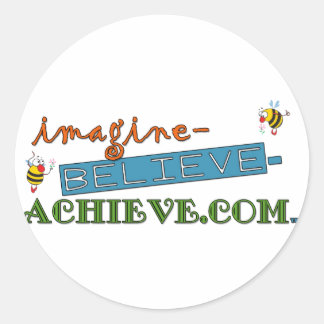 Redonda imagine-believe-achieve.com pegatina