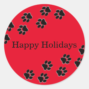 Redonda Impresiones rojas de la pata - pegatina del