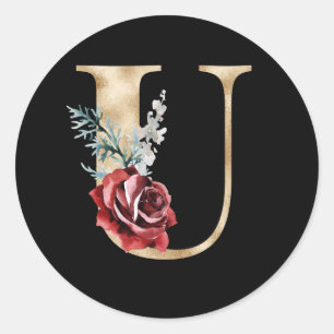 Redonda iniciales de fiestas invernales pegatina letra U