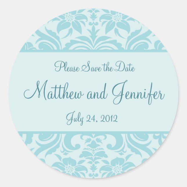 Redonda Invitación boda Guardar el Pegatina de fechas (Anverso)