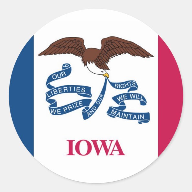 Redonda Iowa Pegatina (Anverso)