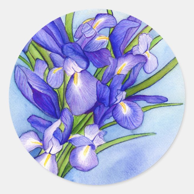 Redonda Iris Bouquet Pegatina de pintura de flores (Anverso)